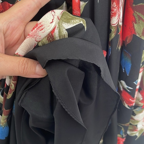 Unique Vintage Black Floral Roses One Shoulder Pinup Retro Dress Size Small - Picture 8 of 8